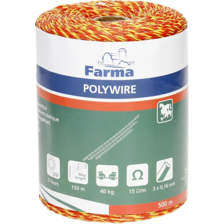 Zootehnie - Cablu gard electric 1000 m 3x0,16mm fire , poliamida cu insertii de otel inoxida[...]