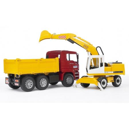 Camion basculabil MAN cu excavator Liebherr - Bruder 02751 [1]