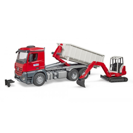 Utilaje pentru constructii - Camion Mercedes-Benz Arocs cu mini-excavator Schaeff