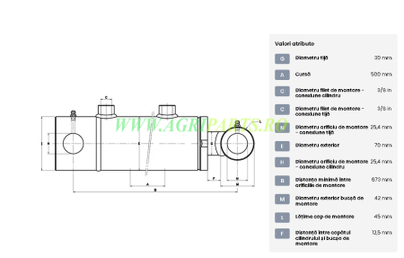 Cilindru hidraulic seria D-ST 25.4x70x673mm [1]
