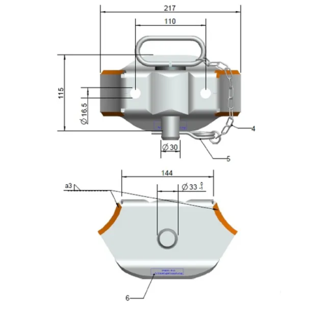 Cupla remorca FBR-40, sarcina max. 4300 kg, pentru remorcile fara cadru rotativ [1]