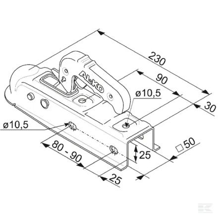 Cuplaj cu cap sferic AK7VD Plus, sarcina max. 750 Kg, ax 50 mm [1]