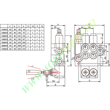 Distribuitor hidraulic cu o maneta MBV5 K16(G3/8)KZ1 [3]