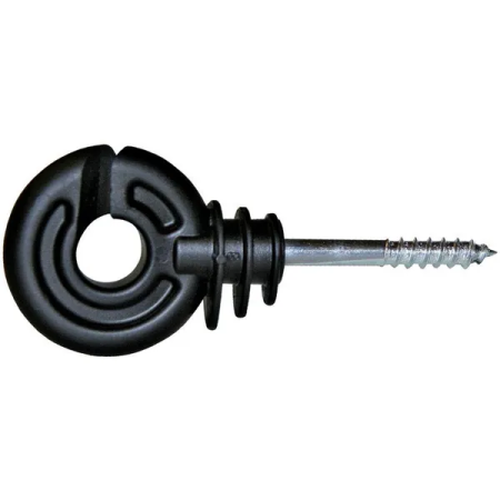 Zootehnie - Izolator inelar, negru, surub diametru 5,0 mm, 50 buc.