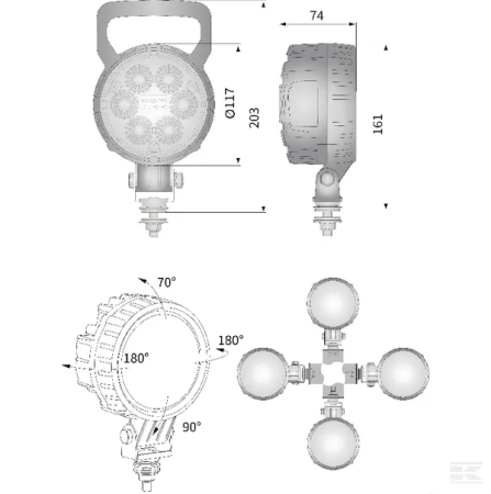 Lampa de lucru LED 24W 1500lm rotunda 10/30V diametru 117mm tip spot 6 LED-uri [5]