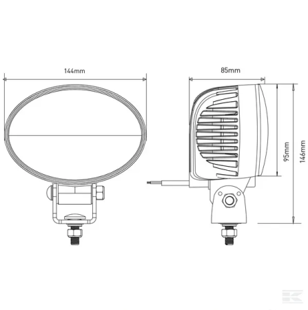 Lampa de lucru LED 36W 2760lm ovala 10/30V 144x85x95mm tip spot 12 LED-uri [3]