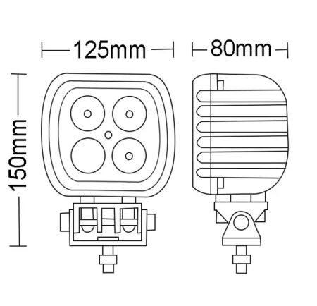 Lampa de lucru LED 48W 4050lm patrata 10/30V 125x90x125mm tip flood 4 LED-uri [3]