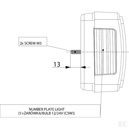 Lampa spate dreapta, bec halogen, 12/24V [1]