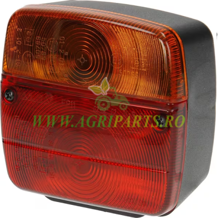 Accesorii - Lampa spate patrata 12/24V rosu/galben,prindere cu surub, 105x100x52mm