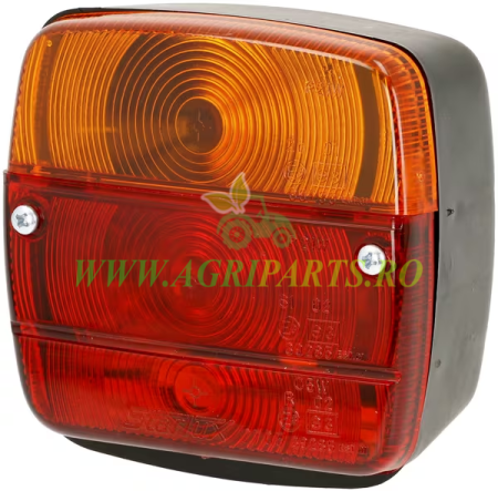 Accesorii - Lampa spate stanga patrata 12-24V rosu/galben, prindere cu surub, 105x100x52mm