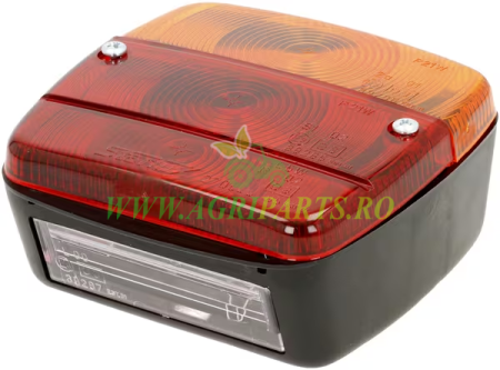 Lampa spate stanga patrata 12-24V rosu/galben, prindere cu surub, 105x100x52mm [2]