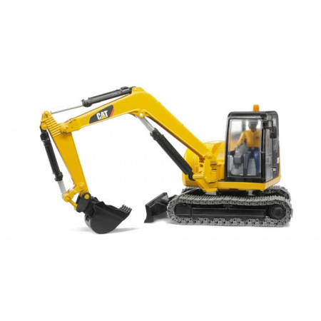 Mini-excavator CAT cu senile si figurina muncitor constructii [4]