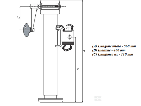 Picior de sprijin extensibil, cu manivela, capacitate 1300 Kg [1]