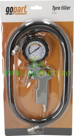 Diverse - Pistol aer comprimat cu manometru pentru anvelope cu 2m furtun