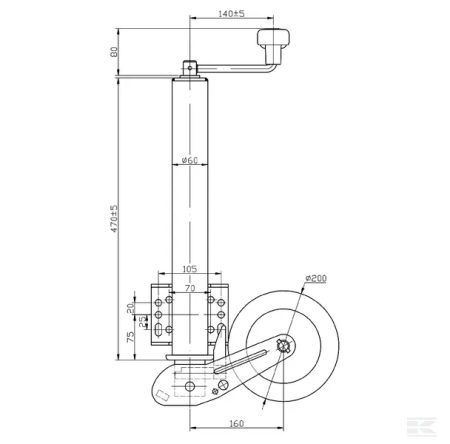 Roata de sustinere cu rabatare automata, pentru remorci si rulote [2]