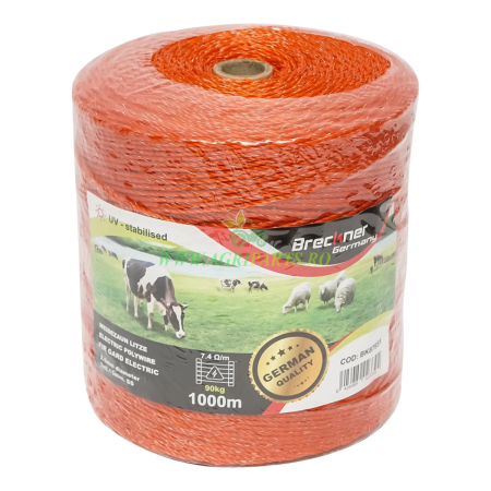 Zootehnie - Rola fir portocaliu fi 2,5mm. 3x0.15mm. SS, rezistenta 7.4 Ohm/m, 1000m gard ele[...]