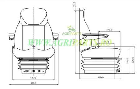 Scaun tractor din material textil, cu suspensie mecanica [2]