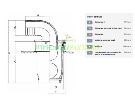 Supapa supraplin 60mm Battioni Pagani, debit aer 3000-5000 l/m, pentru vidanja [1]