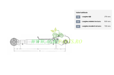 Tirant central cu carlig/fus 275, M36 cat.3/3 pentru John Deere - AL159867; AL17[...] [1]