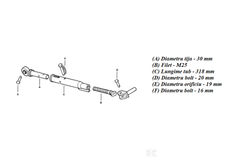 Tirant lateral potrivit pentru tractoare New Holland, Fiat, Ford [1]