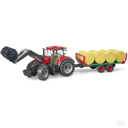 Agricultura - Tractor Case IH Optum 300 CVX cu incarcator frontal si remorca baloti