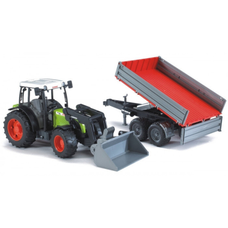 Agricultura - Tractor Claas Nectis 267F + incarcator frontal + remorca - Bruder 2112