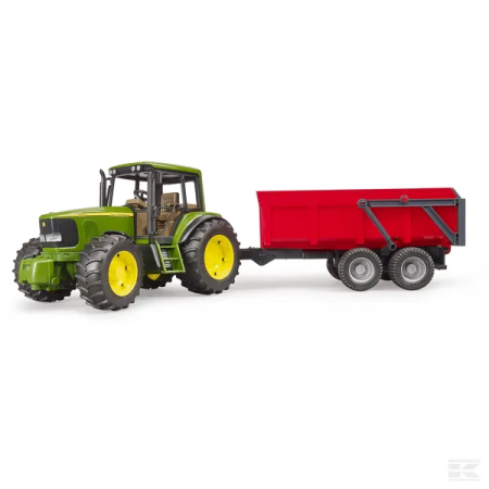 Agricultura - Tractor John Deere 6920 cu remorca basculabila rosie
