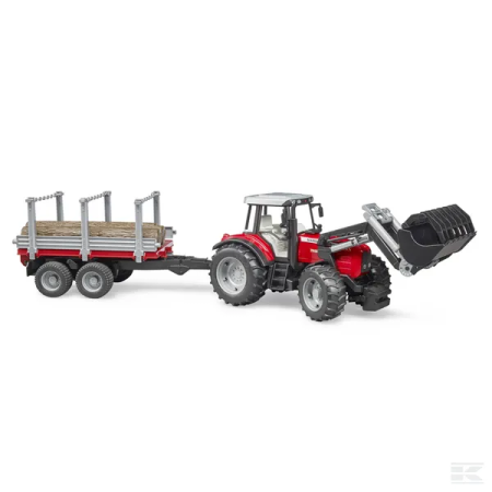 Tractor Massey Ferguson 7480 cu incarcator frontal si remorca de transport lemn [1]