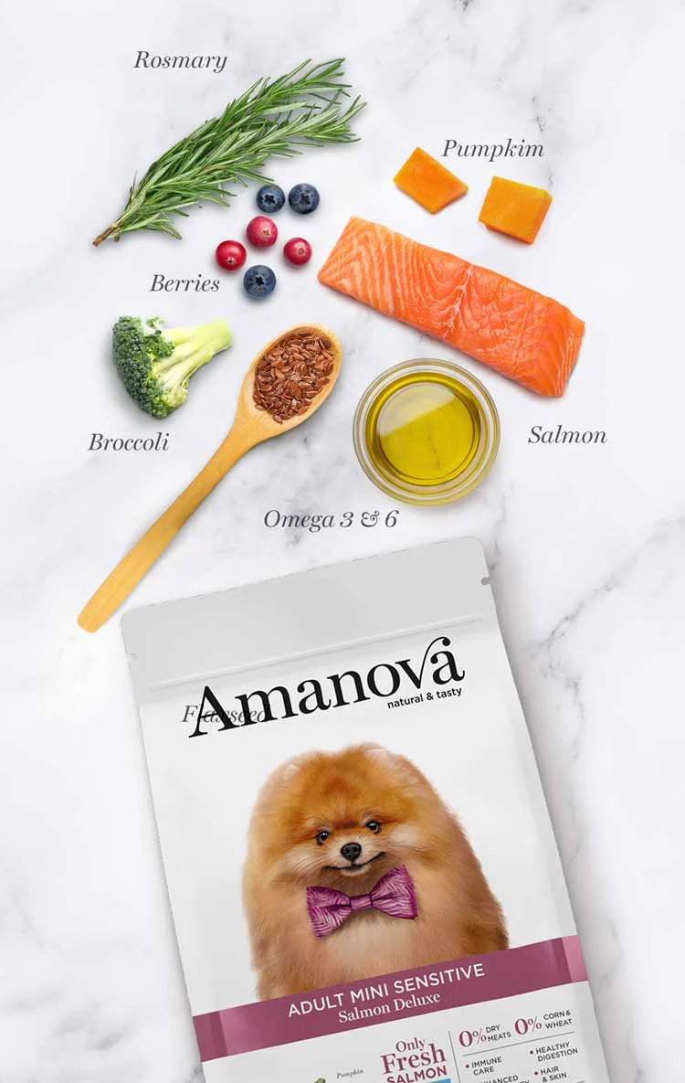Hrana uscata caine Adult AMANOVA Hipoalergenicm Talie Mica, Sensitive, Somon, 7 kg [2]