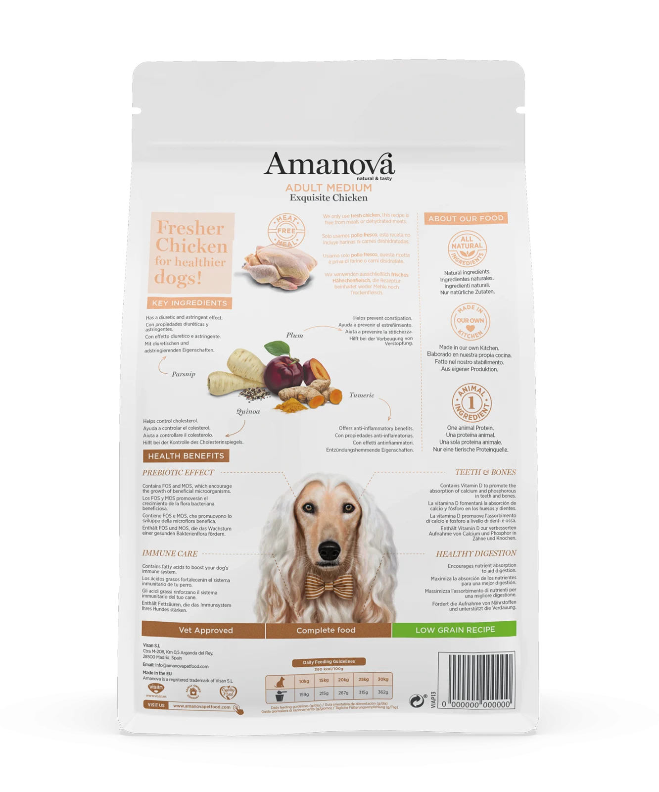 Hrana Uscata Caine Adult, AMANOVA Hipoalergenic, Talie Medie, Pui, 12kg [2]