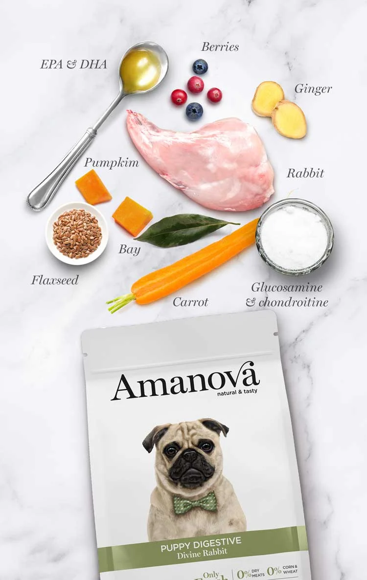 Hrana Uscata Caine Junior, AMANOVA Digestive, Hipoalergenic, Iepure, 7kg [3]