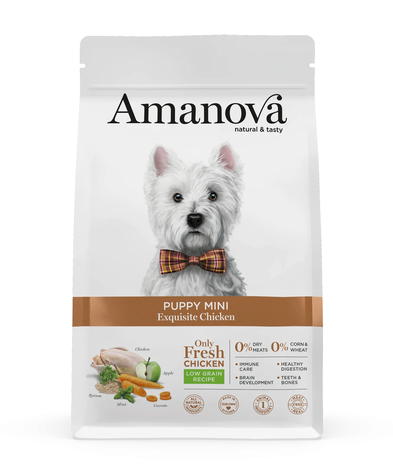 CAINI - Hrana Uscata Caine Puppy Mini AMANOVA, Hipoalergenic, Pui, 2 kg