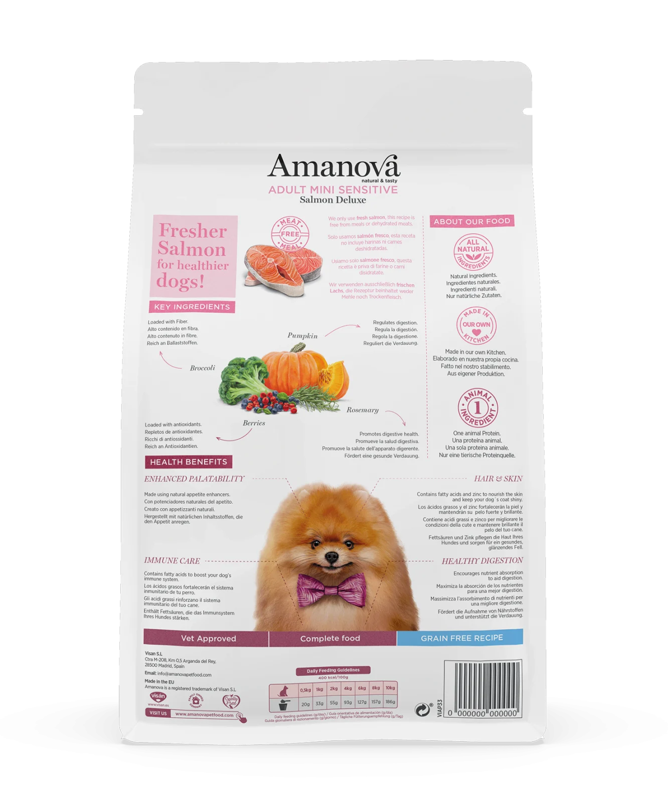 Hrana uscata caine Adult AMANOVA Hipoalergenicm Talie Mica, Sensitive, Somon, 7 kg [2]