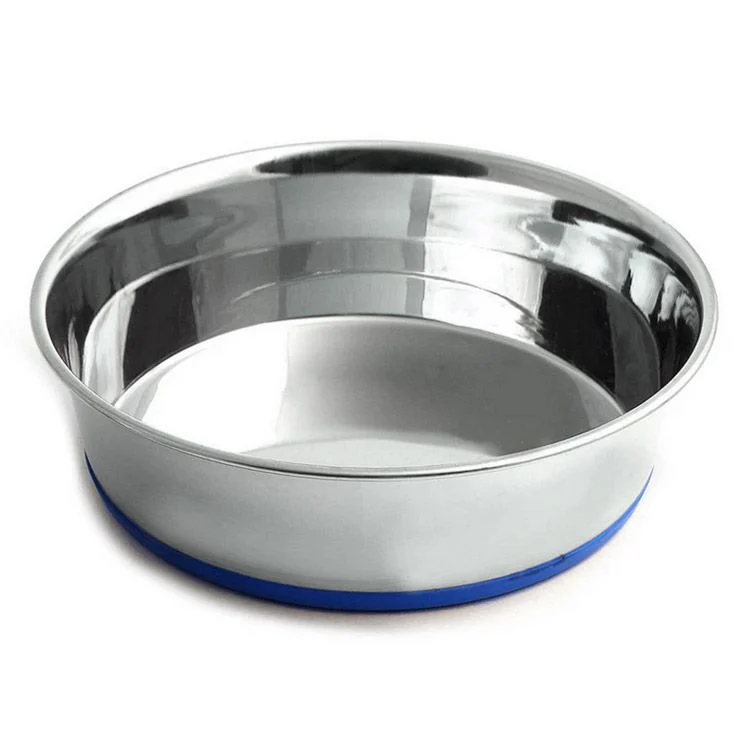 CAINI - Castron caini 4DOG Inox Baza Antiderapanta Albastra 0,5 L 13 cm