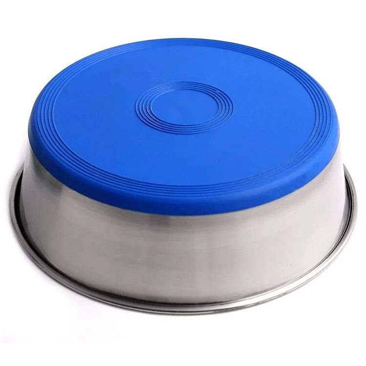 Castron caini 4DOG Inox Baza Antiderapanta Albastra 0,5 L 13 cm [1]