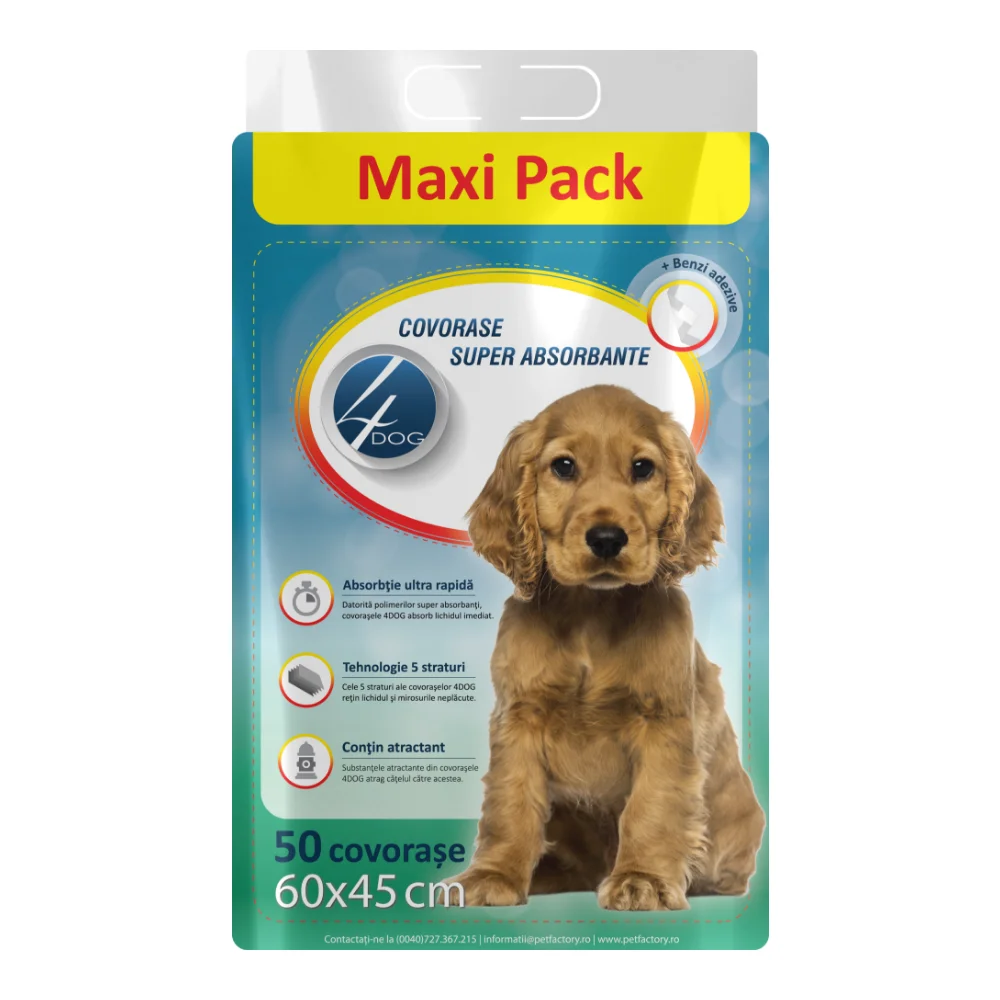 Covorase igienice - covorase-igienice-caini-4dog-60x45cm-50-bucati