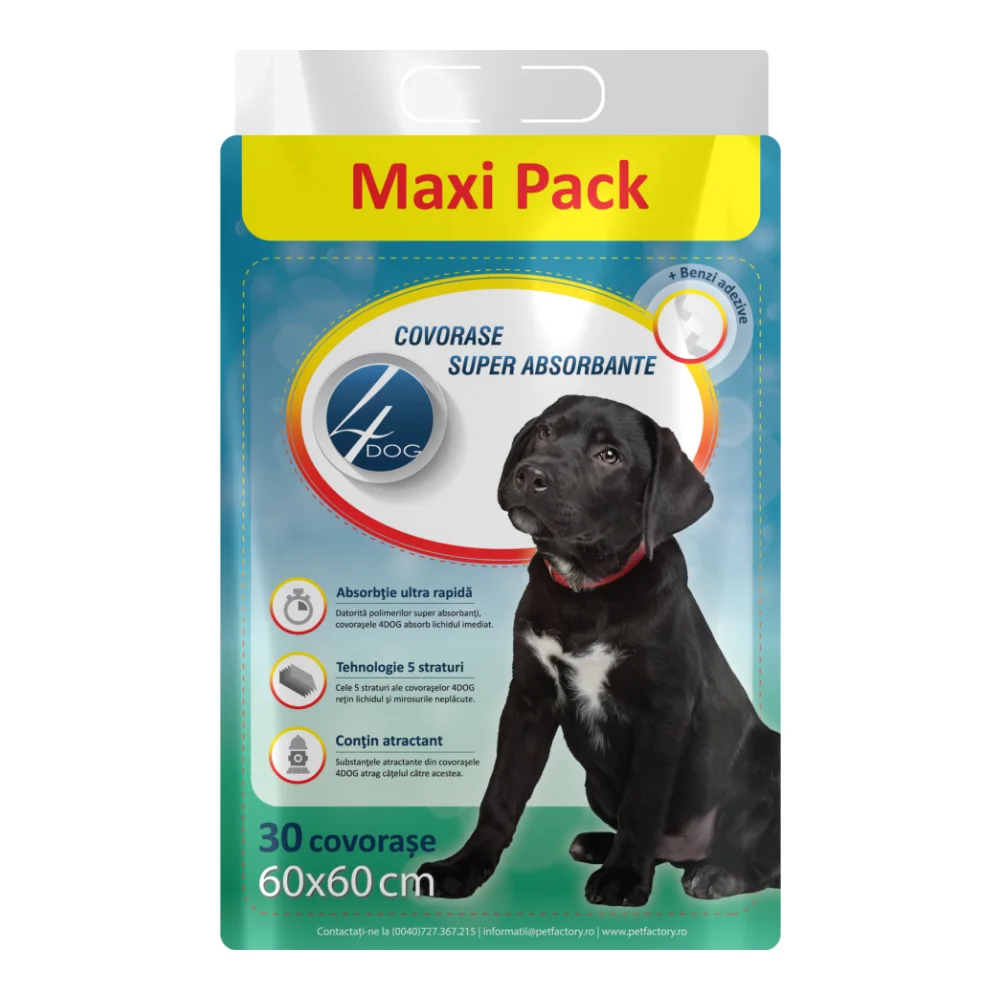 Covorase igienice - covorase-igienice-caini-4dog-60x60cm-30-bucati
