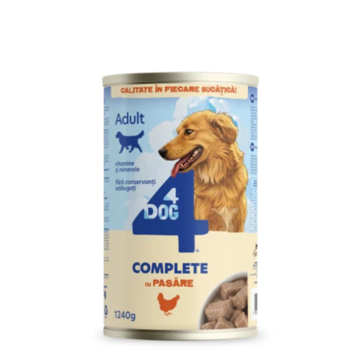 Hrana umeda - Hrana-umeda-caini-adulti-4dog-pui-conserva-1240g