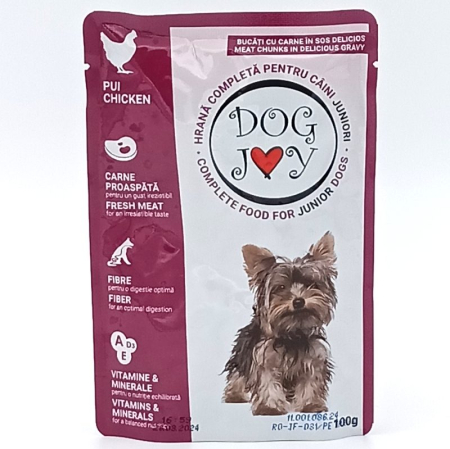 Hrana umeda - Hrana-umeda-caini-juniori-dog-joy-pui-in-sos-plic-100g