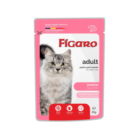 FIGARO & BIO - hrana-umeda-pisici-FIGARO-ADULT-somon-sos-plic-85g-AgriUrsan