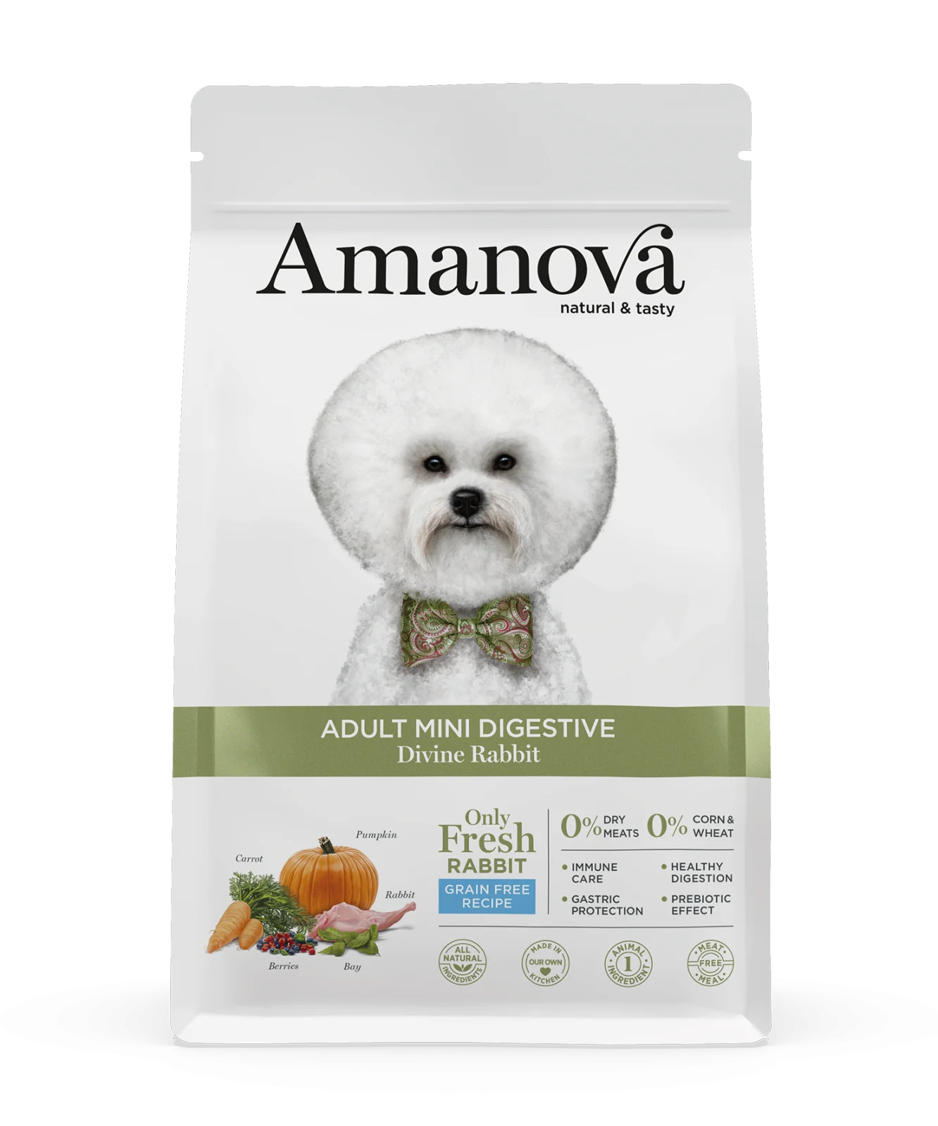CAINI - Hrana Uscata Caine Adult, AMANOVA Digestive, Hipoalergenic, Talie Mica, Iepure, 2kg