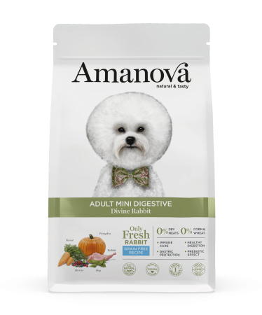CAINI - Hrana uscata caine Adult AMANOVA Hiperalergenic, Digestive, Mini Adult, Iepure, 7 kg
