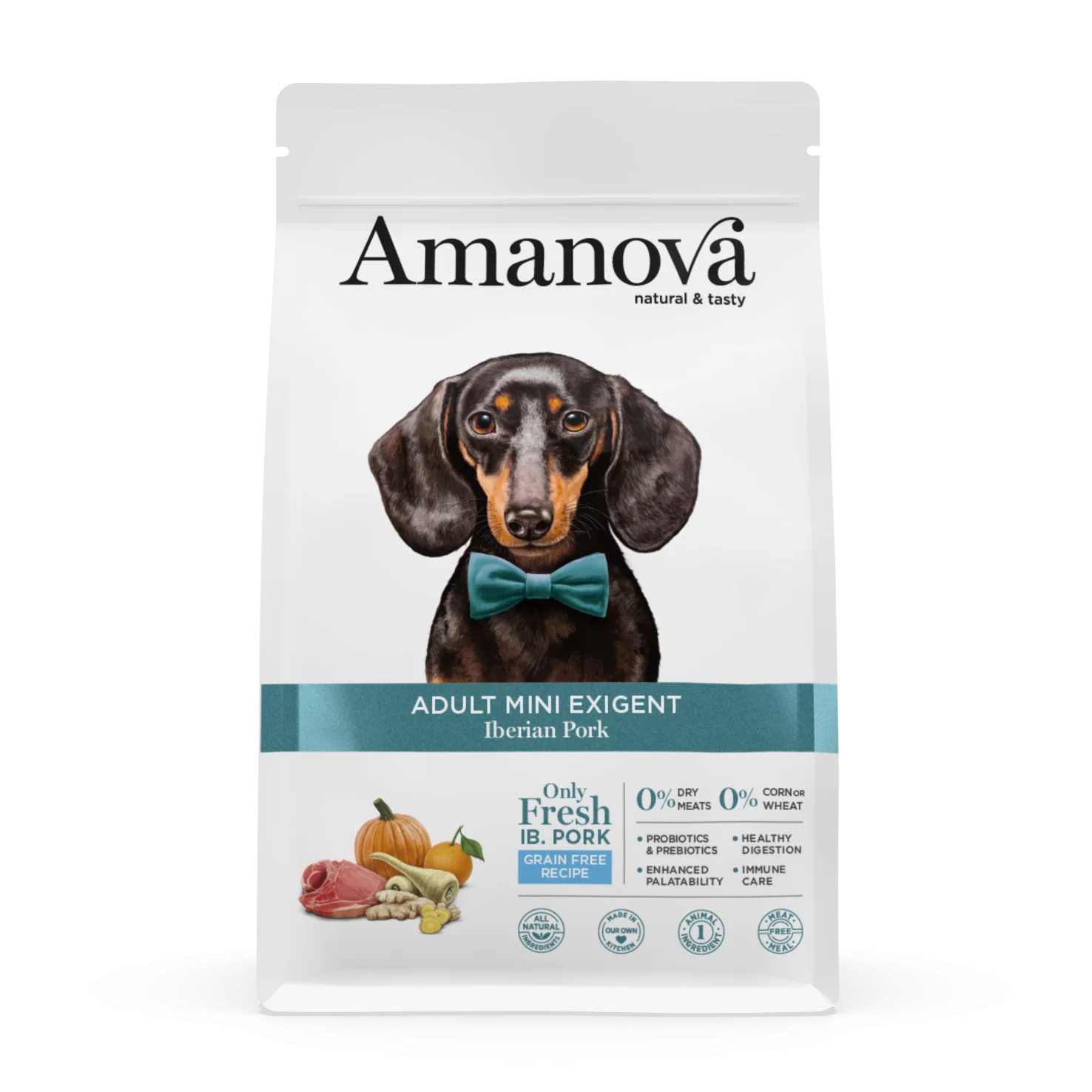 CAINI - Hrana Uscata Caine Adult, AMANOVA Exigent, Talie Mica, Porc, 7kg