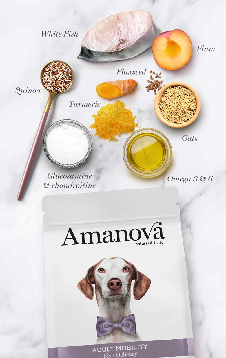 Hrana Uscata Caine Adult, AMANOVA Mobility, Hipoalergenic, Pește Alb, 10kg [1]