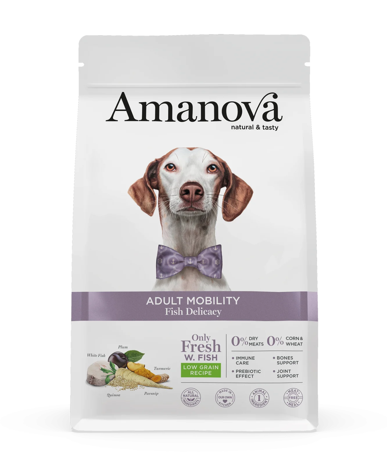 CAINI - Hrana Uscata Caine Adult, AMANOVA Mobility, Hipoalergenic, Pește Alb, 10kg