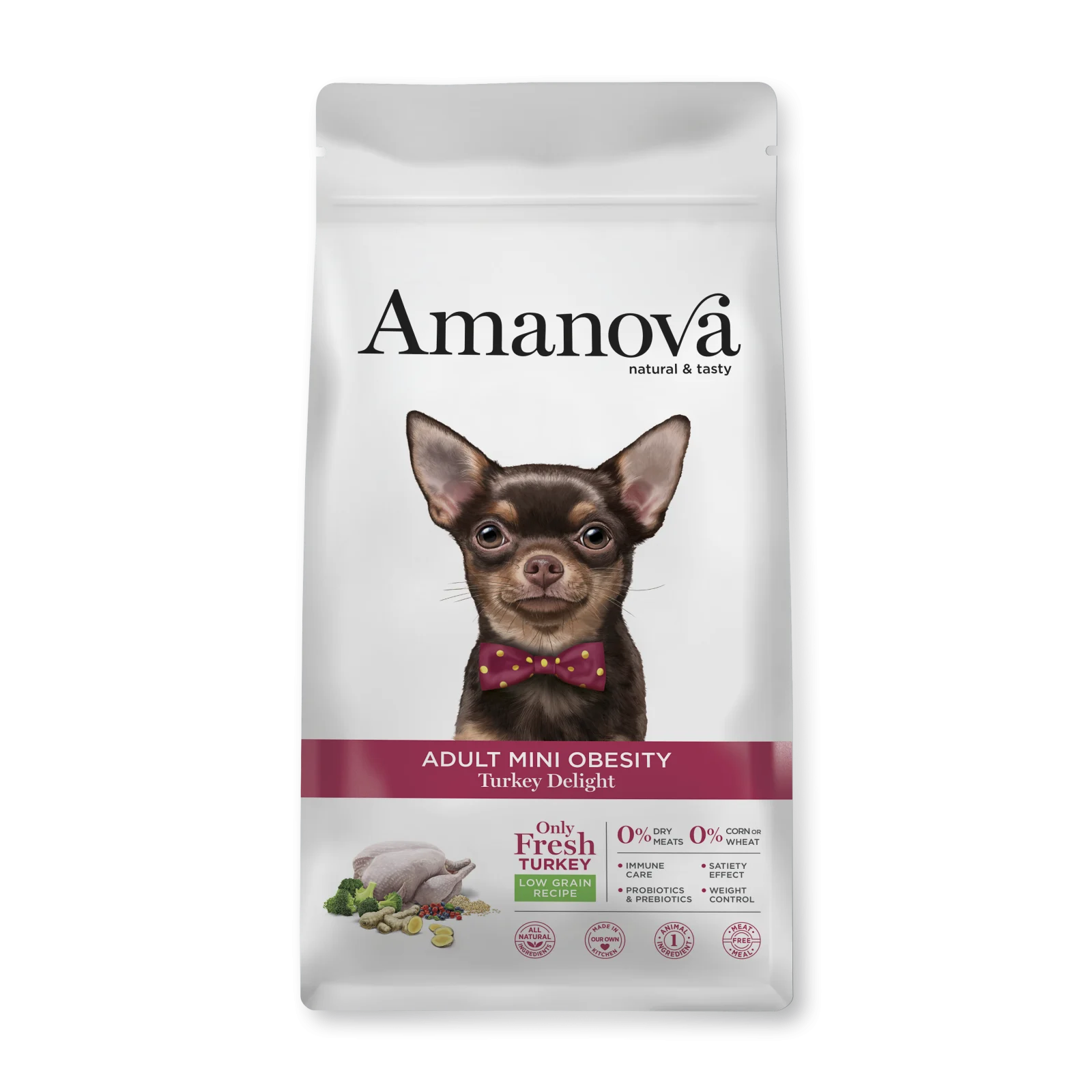 CAINI - Hrana Uscata Caine Adult, AMANOVA Obesity, Hipoalergenic, Curcan, 2kg
