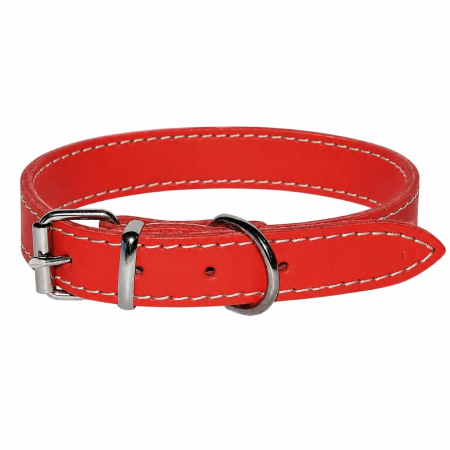 Lese, hamuri, zgarzi si botnite - zgarda-caini-4dog-piele-rosie-nr-3-25x530mm
