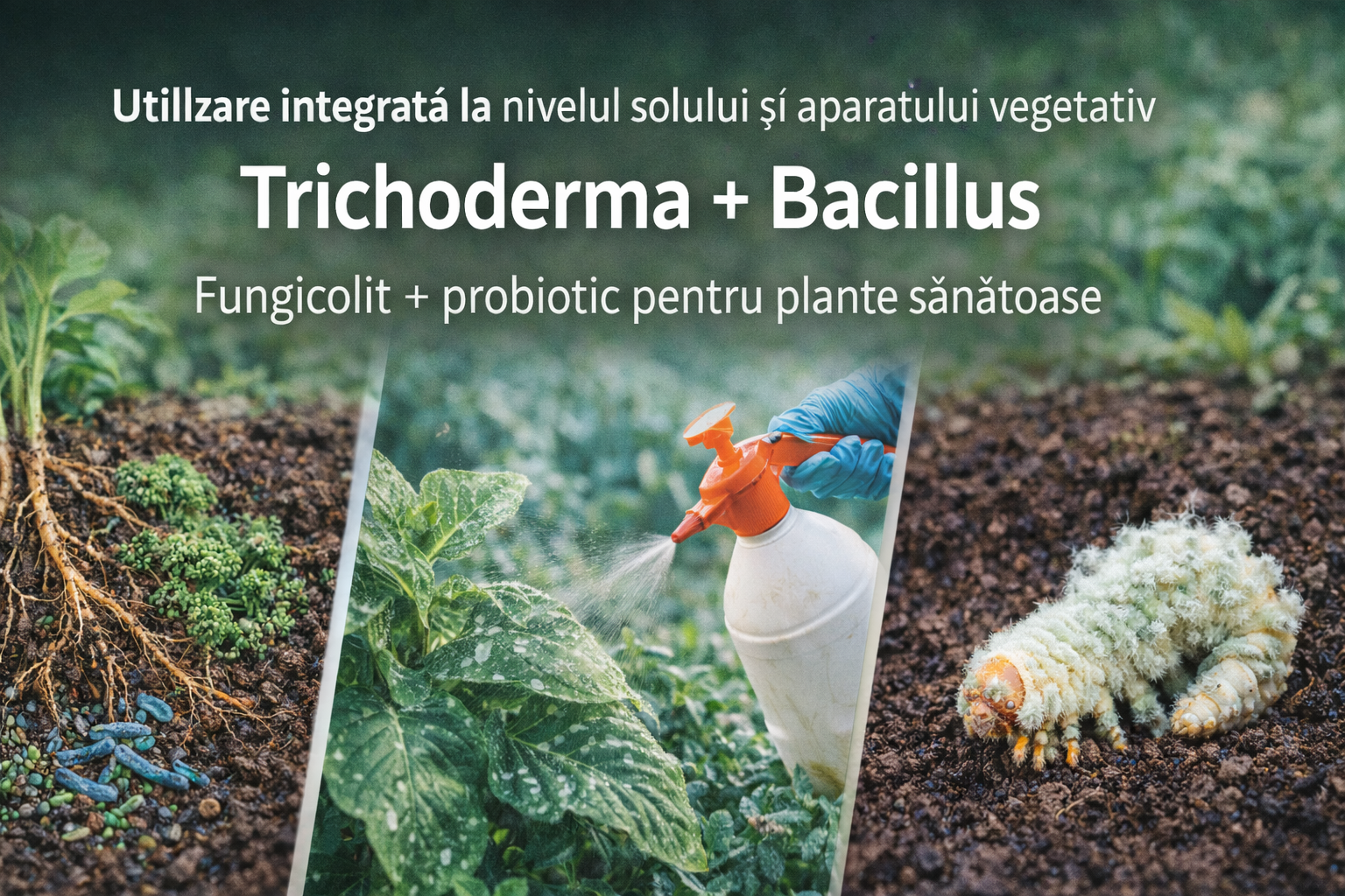 Consorții microbiene complexe pe bază de Trichoderma și Bacillus – utilizare integrată pentru sol, boli foliare și management biologic al dăunătorilor