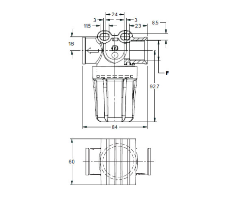 FIiltru de linie filet interior transparent 1/2" (F)BS GEOLINE [1]