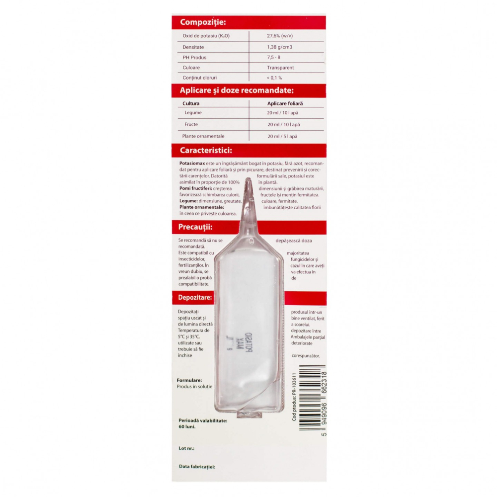 Ingrasamant cu potasiu POTASIOMAX - 20 ml, Legume, Fructe [2]